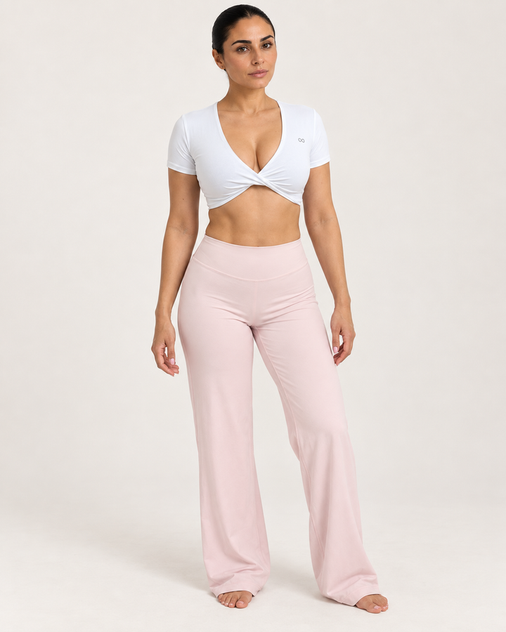 Rosa wide leg-byxor för dam framifrån – ST8MNT